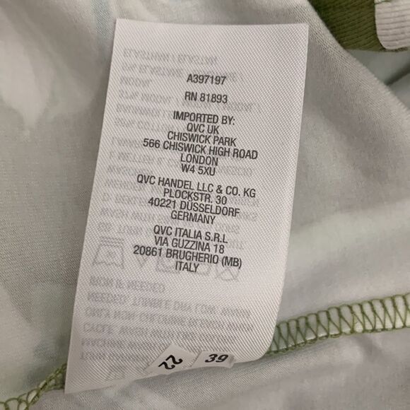 Isaacmizrahi Live Large V Neck Short Sleeve MIdi Green White Floral Summer Dress - Picture 9 of 11